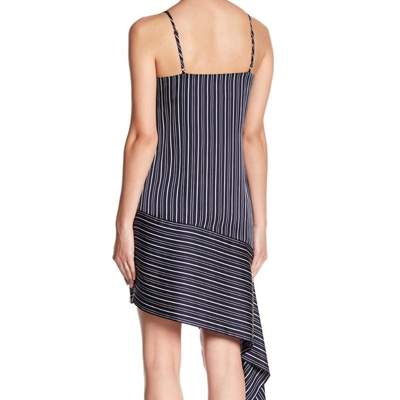 NWT - J.O.A. Striped Asymmetrical Dress Navy Multi, Size S - Picture 3 of 3